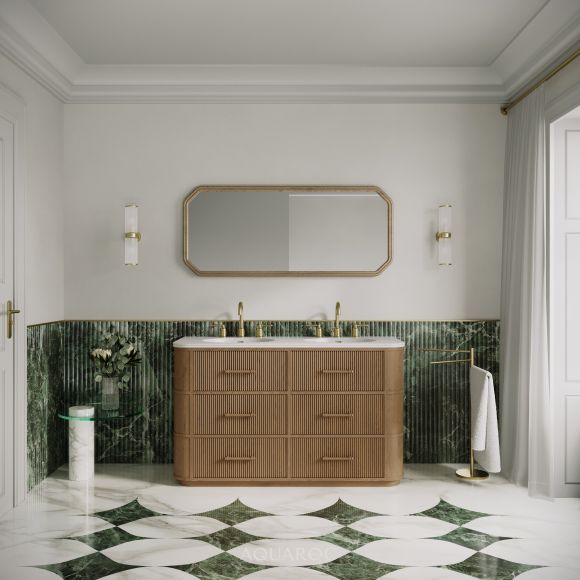 Savoy Double Vanity Unit & Stone Basin 1400mm Smoked Oak