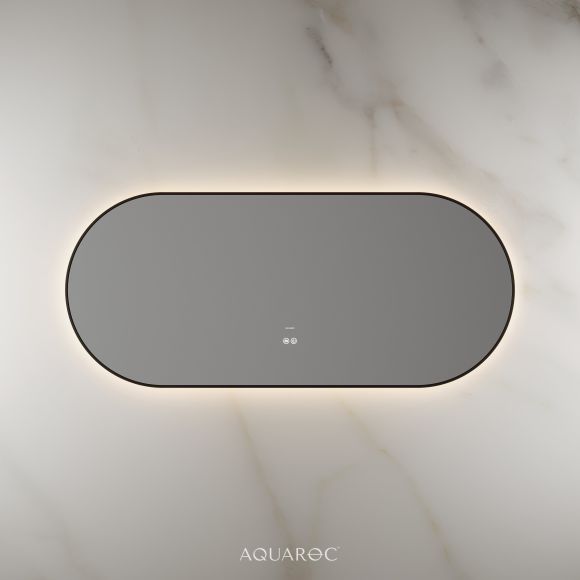 Lumiere Backlit & Demister Oval Mirror 1400mm Matte Black