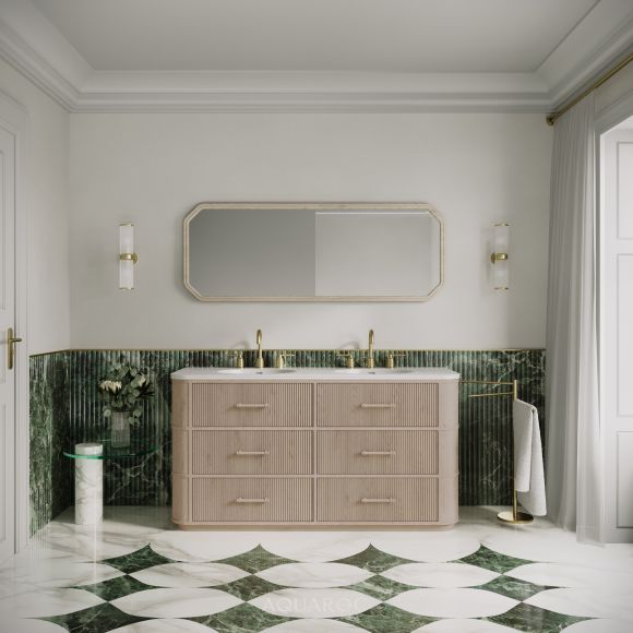 Savoy Double Vanity Unit & Stone Basin 1600mm Natural Oak