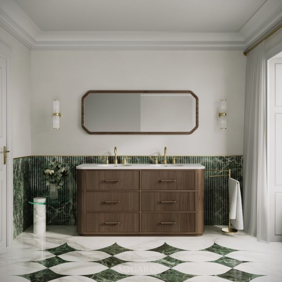 Savoy Double Vanity Unit & Stone Basin 1600mm Walnut