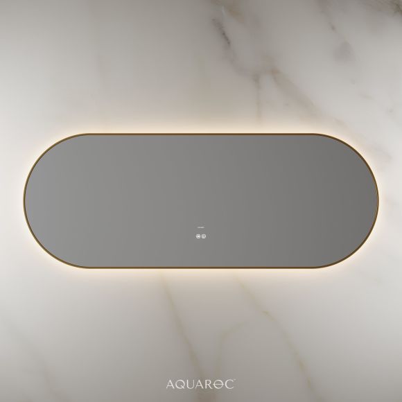 Lumiere Backlit & Demister Oval Mirror 1600mm Brushed Gold