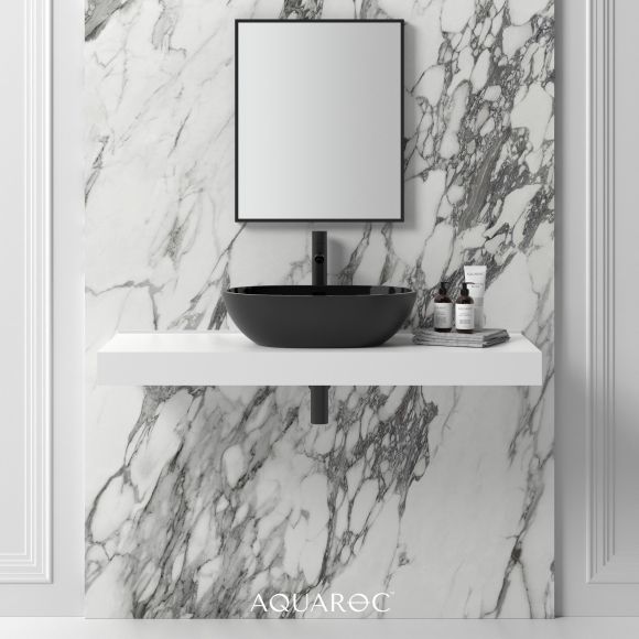Enzo Matte Black Countertop Stone Basin 550mm