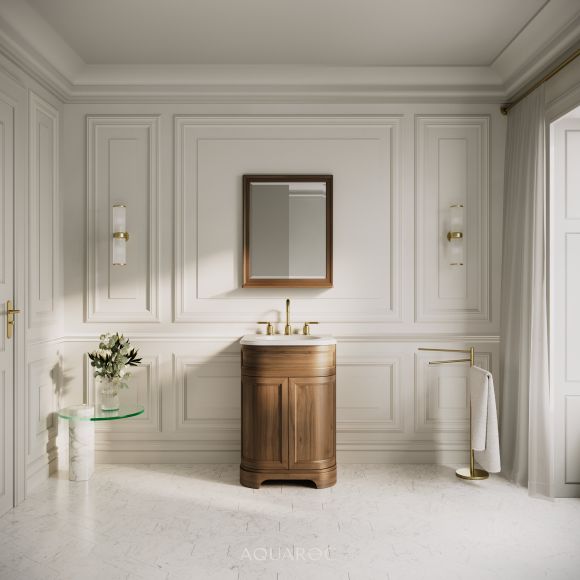 Hardwick Vanity Unit & Stone Basin Walnut 600mm
