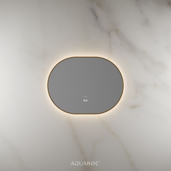 Lumiere Backlit & Demister Oval Mirror 800mm Brushed Gold
