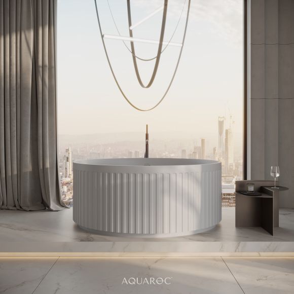 Athena Freestanding Fluted Round Stone Bath 1350mm