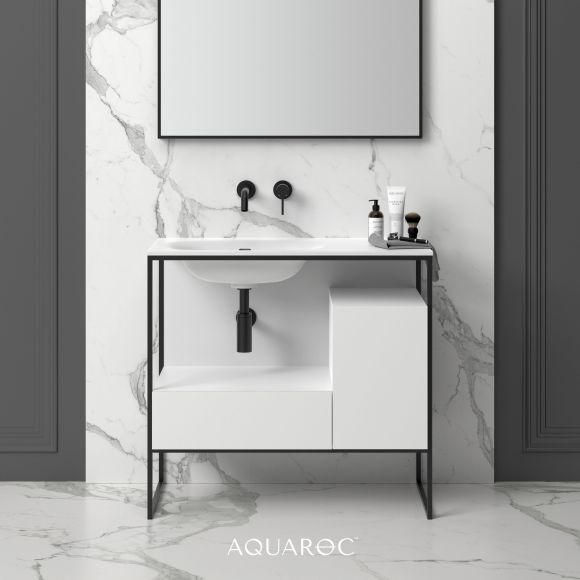 Niche Matte Black Frame Freestanding Vanity Unit & Stone Basin 900mm