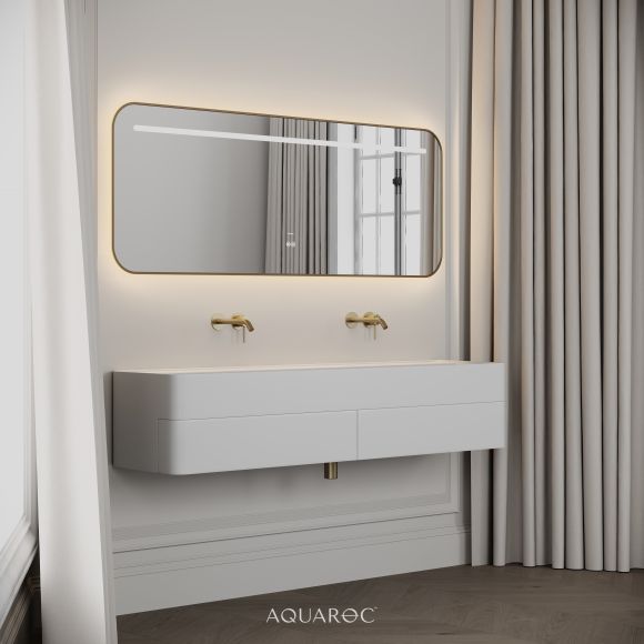 Nero Curved Stone Double Vanity Unit 1600mm