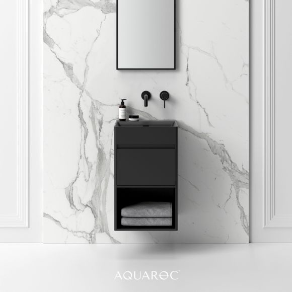 Monza Matte Black Stone Vanity Unit 400mm