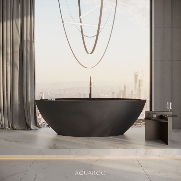 Zenith Matte Black Freestanding Stone Bath 1750mm