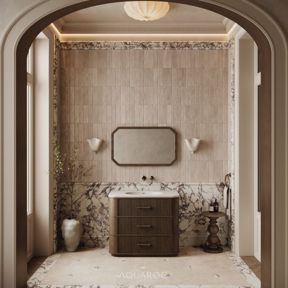 Savoy Vanity Unit 1000mm Espresso Oak & Stone Basin Top