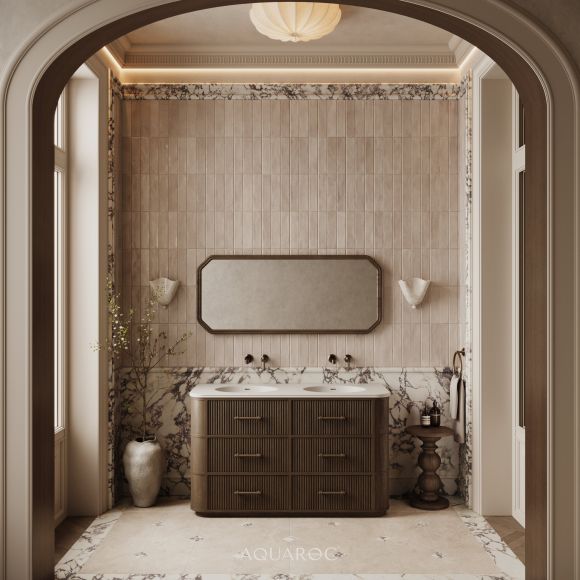 Savoy Double Vanity Unit 1400mm Espresso Oak & Stone Basin Top