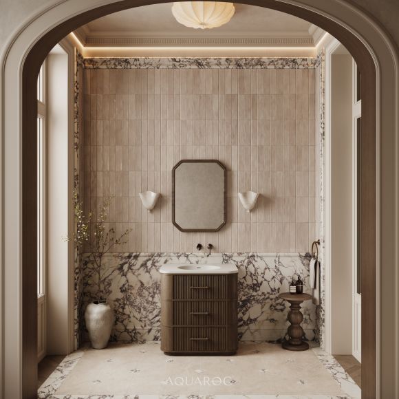 Savoy Vanity Unit 800mm Espresso Oak & Stone Basin Top