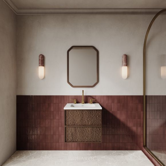 Soho Vanity Unit & Stone Basin Espresso Oak 600mm