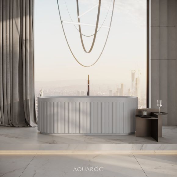 Athena Freestanding Fluted Stone Bath 1600mm