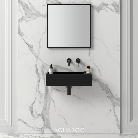 Mode Matte Black Wall Hung Stone Basin 600mm
