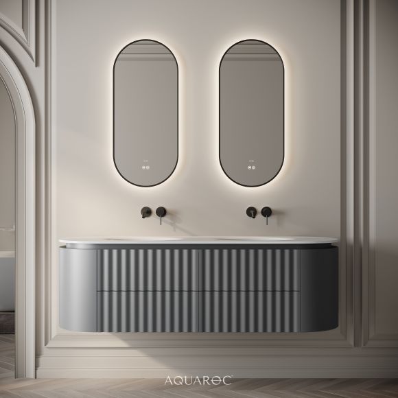 Belgravia II Double Vanity Unit & Stone Basin 1600mm Matte Grey