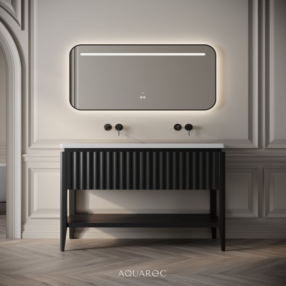 Kensington Double Vanity Unit & Stone Basin 1200mm Matte Black