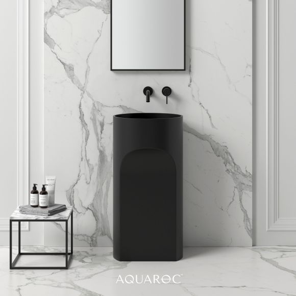 Apollo Matte Black Freestanding Stone Basin 450mm