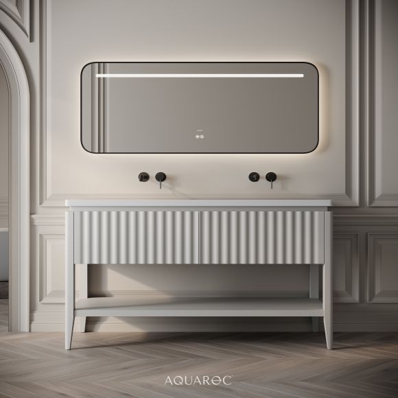 Kensington Double Vanity Unit & Stone Basin 1400mm Warm Grey