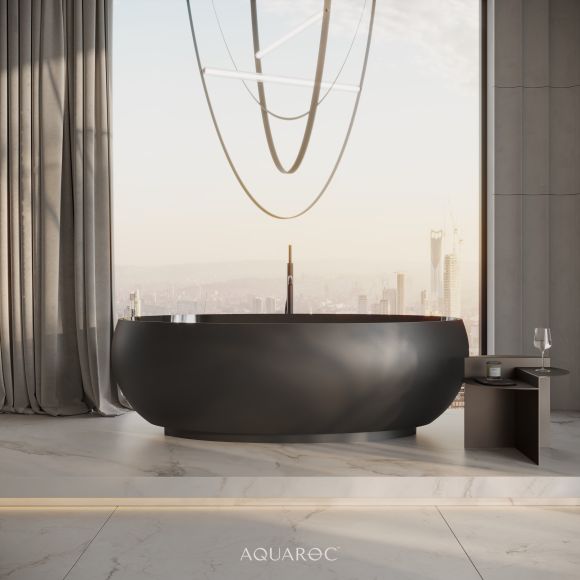 Camellia Matte Black Freestanding Stone Bath 1700mm