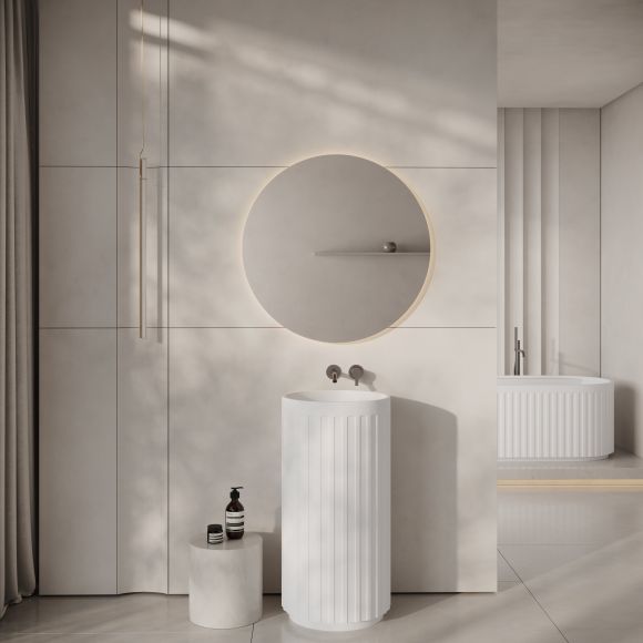 Athena Freestanding Fluted Stone Basin 450mm