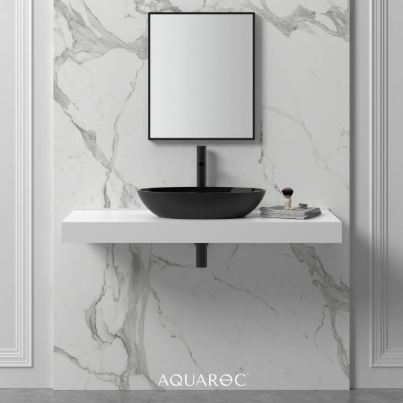 Zenith Matte Black Countertop Stone Basin 580mm