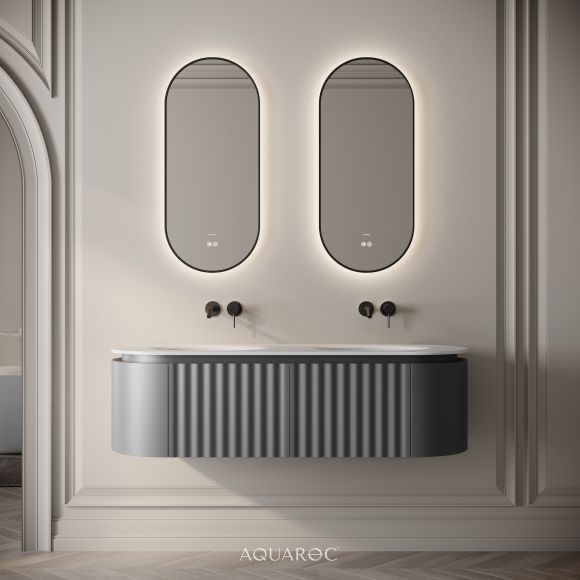 Belgravia Double Vanity Unit & Stone Basin 1400mm Matte Grey