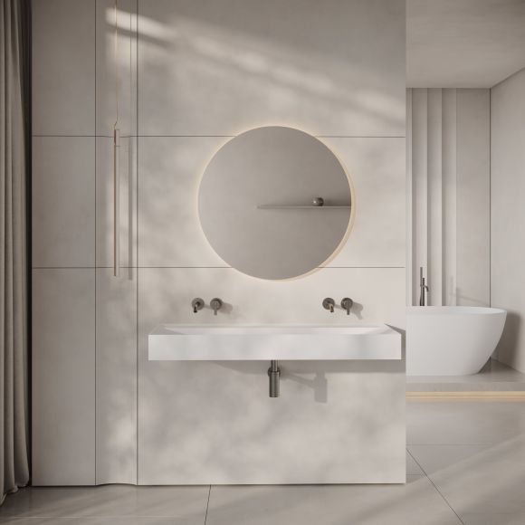 Aura Wall Hung Double Stone Basin 1200mm