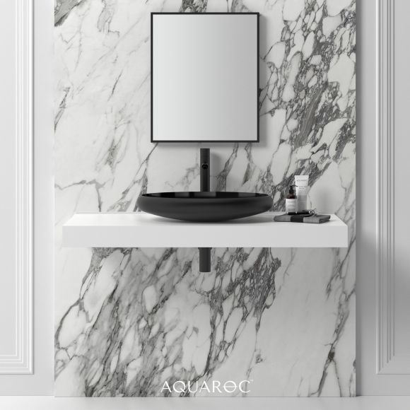 Camellia Matte Black Countertop Stone Basin 600mm