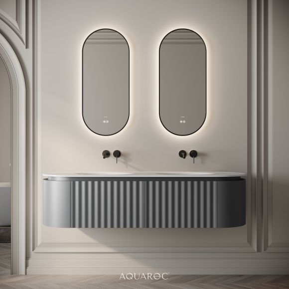 Belgravia Double Vanity Unit & Stone Basin 1600mm Matte Grey