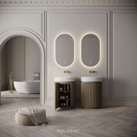 Rotunda Fluted Vanity Unit & Stone Basin 600mm Smoked Oak