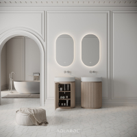 Rotunda Fluted Vanity Unit & Stone Basin 600mm Natural Oak