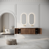 Belgravia II Double Vanity Unit & Stone Basin 1600mm Walnut