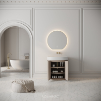 Rotunda Fluted Vanity Unit & Stone Basin 800mm Natural Oak