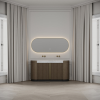Knightsbridge Double Vanity Unit & Carrara Marble Basin 1600mm Smoked Oak