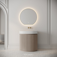 Rotunda Fluted Vanity Unit & Stone Basin 800mm Natural Oak