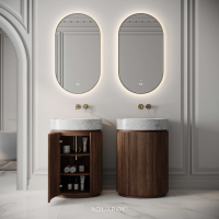 Rotunda Fluted Vanity Unit & Carrara Marble Basin 600mm Walnut