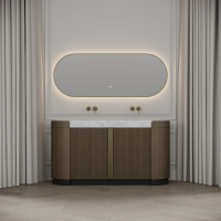 Knightsbridge Double Vanity Unit & Carrara Marble Basin 1600mm Smoked Oak