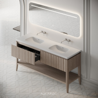 Kensington Vanity Unit & Double Stone Basin 1600mm Natural Oak