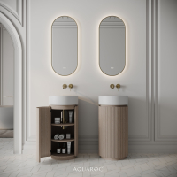 Rotunda Fluted Vanity Unit & Stone Basin 420mm Natural Oak