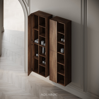 Wall Hung Fluted Bathroom Storage Unit 500mm Walnut