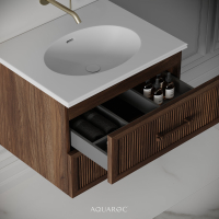 Park Lane Vanity Unit & Stone Basin 600mm Walnut