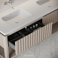 Kensington Vanity Unit & Double Stone Basin 1600mm Natural Oak