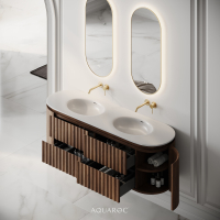 Belgravia II Double Vanity Unit & Stone Basin 1600mm Walnut