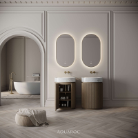 Rotunda Fluted Vanity Unit & Carrara Marble Basin 600mm Smoked Oak