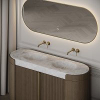 Knightsbridge Double Vanity Unit & Carrara Marble Basin 1600mm Smoked Oak