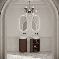 Rotunda Fluted Vanity Unit 420mm Espresso Oak