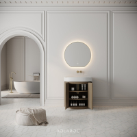 Rotunda Fluted Vanity Unit & Stone Basin 800mm Smoked Oak