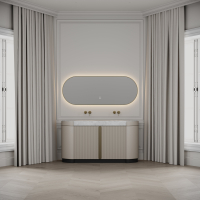 Knightsbridge Double Vanity Unit & Carrara Marble Basin 1600mm Cashmere Beige