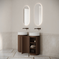 Rotunda Fluted Vanity Unit 420mm Espresso Oak
